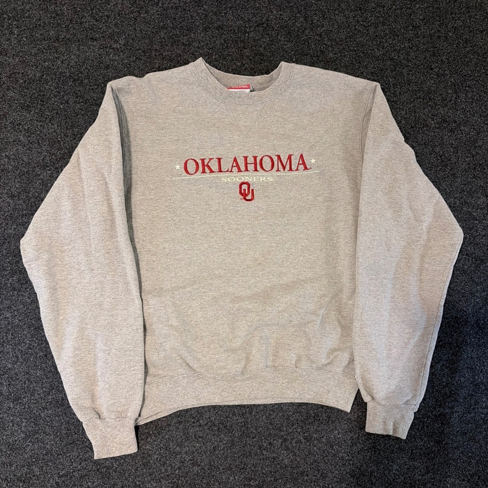 Champion Oklahoma Sooners Crewneck Sweatshirt Gray Mens Small Embroidered Logo